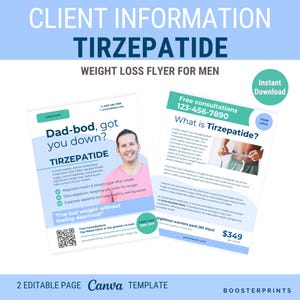 Mens health flyer Tirzepatide flyer Medical weight loss flyer for men marketing flyer template Weight loss brochure weightloss biz flyer