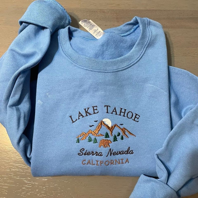 Lake Tahoe Embroidered Sweatshirt California Crewneck - Etsy