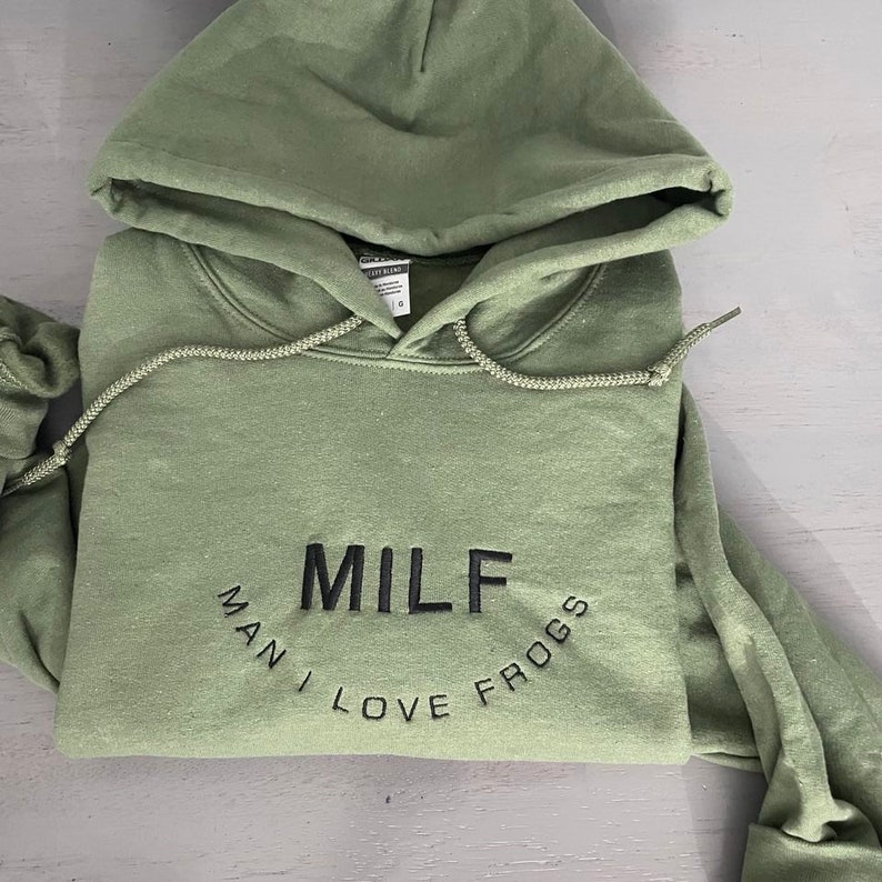 MILF Man I love Frogs embroidered Hoodie, MILF embroidered Hoodie, Frogs sweatshirts; custom Frogs sweatshirts 