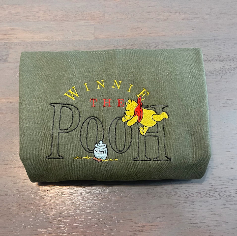 Discover Winnie the Pooh Embroidered sweatshirt; Winnie the Pooh crewneck