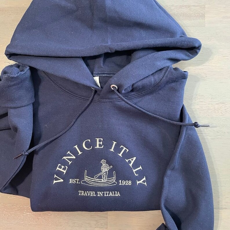 Venice Italy Embroidered Hoodie; Venice Italy Embroidery Hoodie 