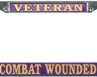 Vietnam Veteran License Plate Frame - US Army Vet Aluminum Plate Holder With Screws & Caps, Easy Install