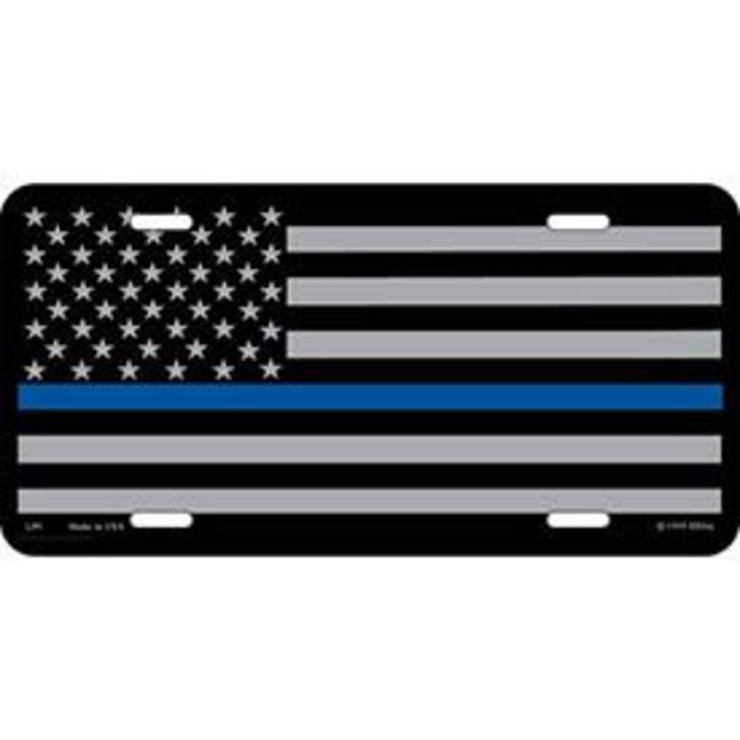thumbnail image 2 of "Thin Blue Line" Police Support License Plate - PVC, Glow-in-the-Dark, USA Made (5-Year Warranty) 2 of 10