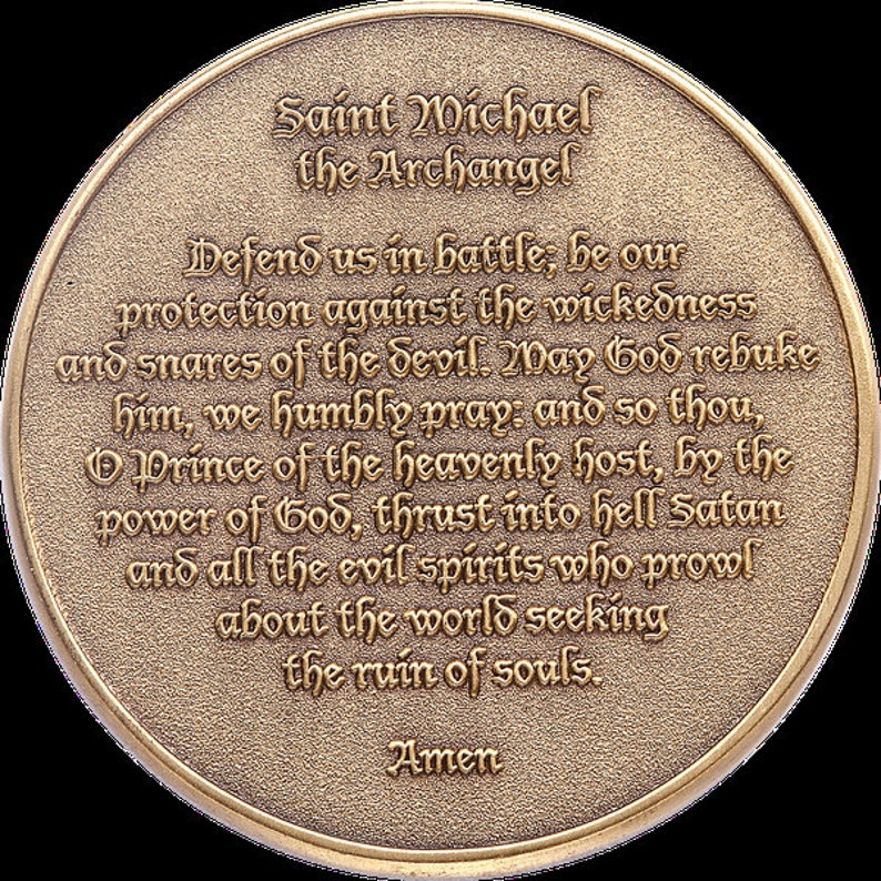 Archangel Michael Challenge Coin - Military Grade With Psalm 91:10-11 Scripture In Display Case