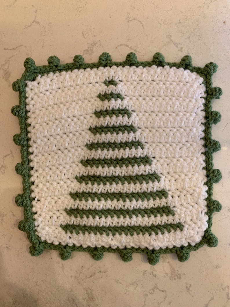 Handmade Crochet Christmas Tree Pot Holder Sage Green Etsy