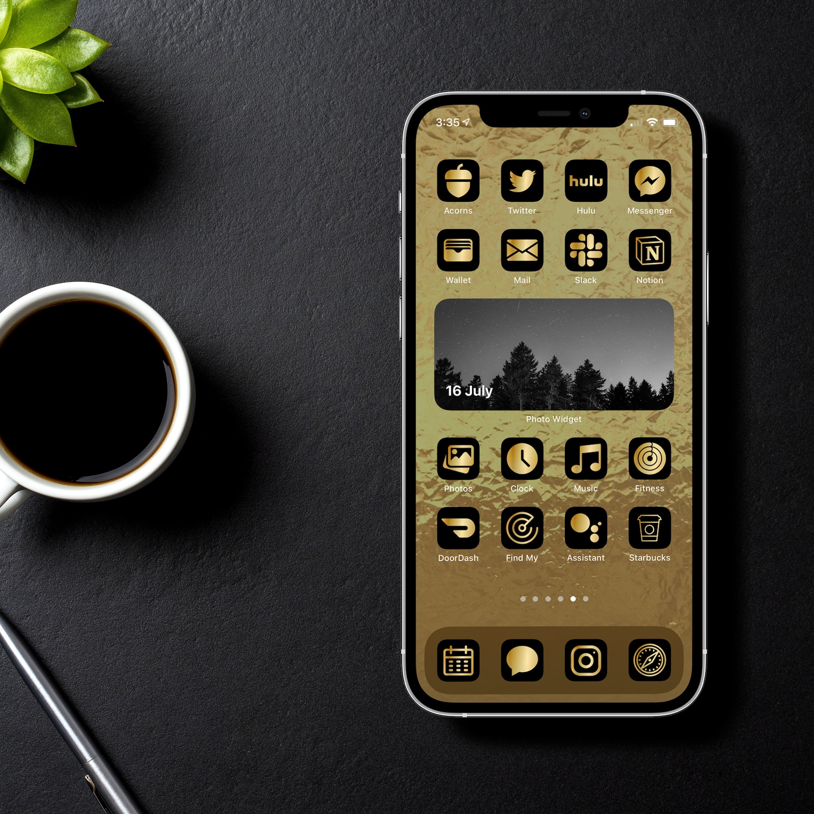 130 Black & Gold App Icons PREMIUM Icon Pack for Dark Ios Home Screen