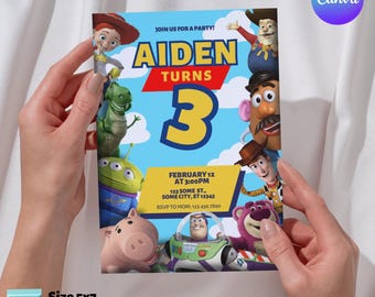 Toy Story Birthday Invitation: Kids Party, Canva Template (Digital Download)