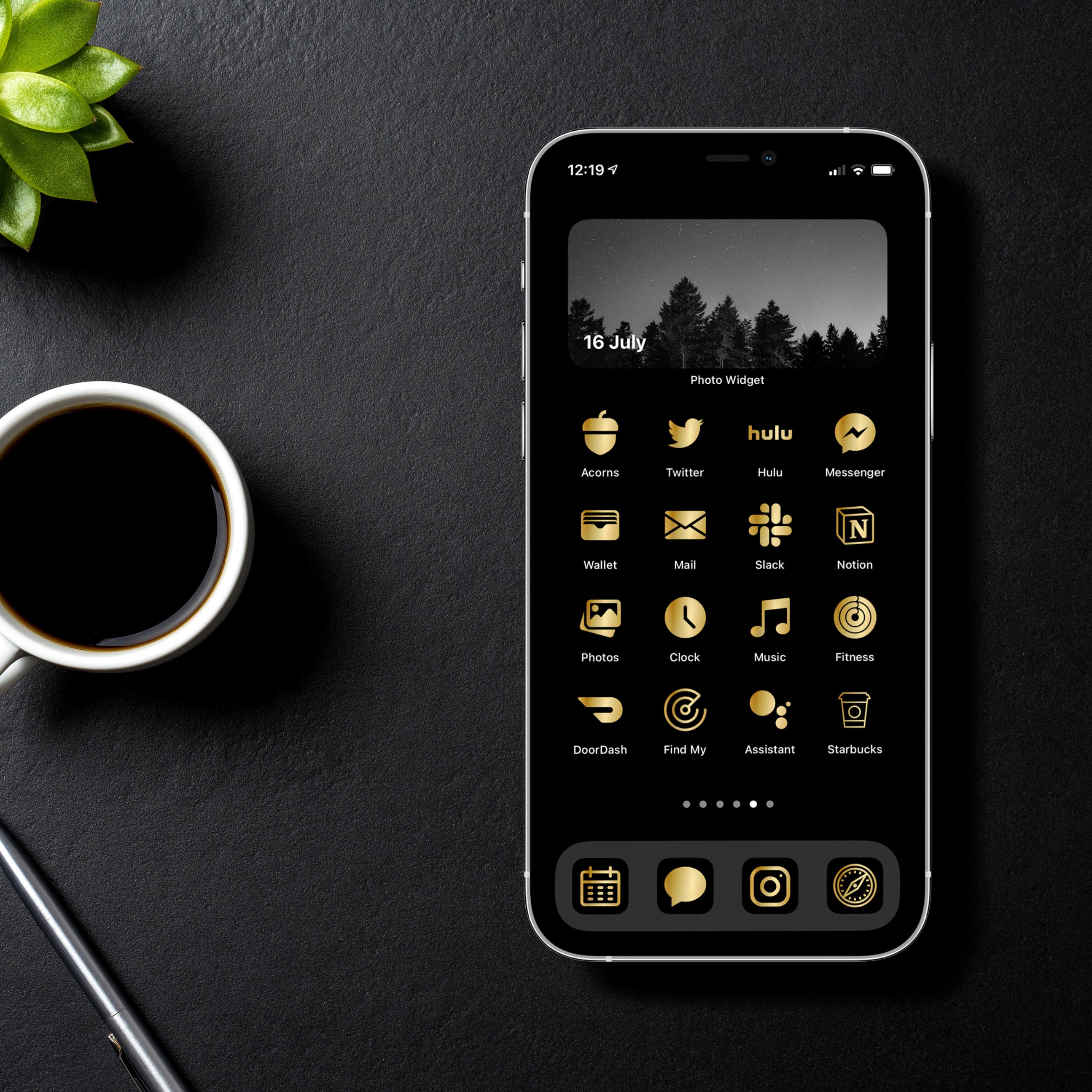 130 Black & Gold App Icons PREMIUM Icon Pack for Dark Ios Home Screen