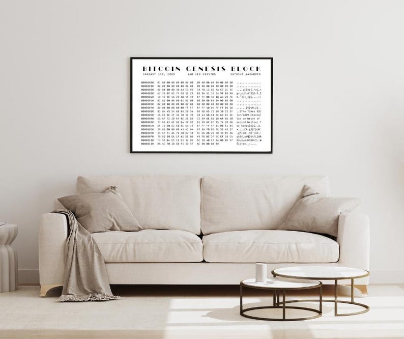 Bitcoin Genesis Block Hex Code Art: Crypto Enthusiast Gift (digital ...