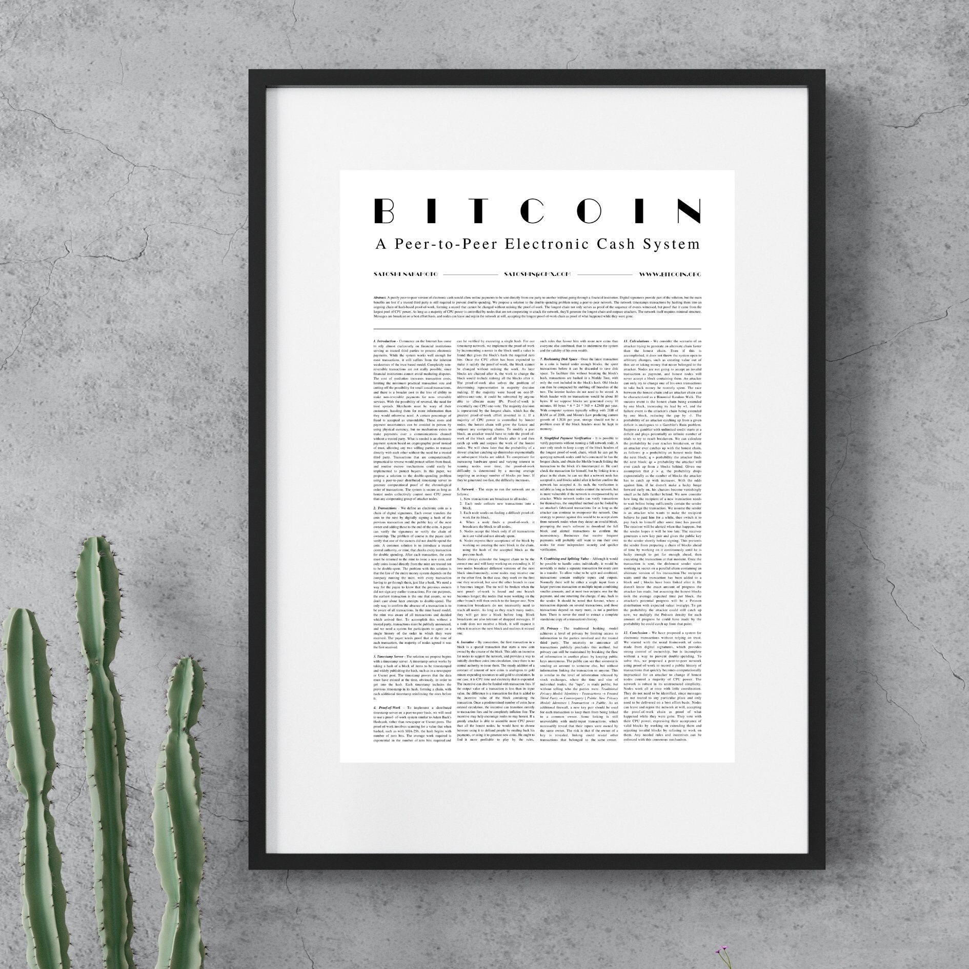ビットコインホワイトペーパーポスター：暗号ウォールアート（16x24）（デジタルダウンロード） - Etsy 日本