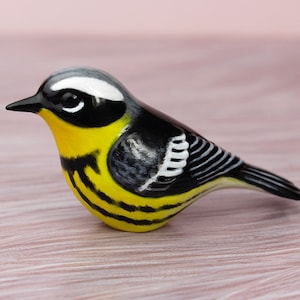 Magnolia warbler - handmade bird figurine