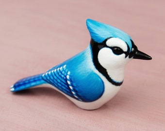 Blue jay - handmade bird figurine