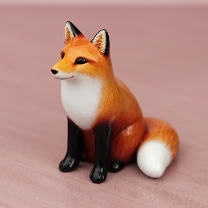 Sitting red fox - handmade animal figurine