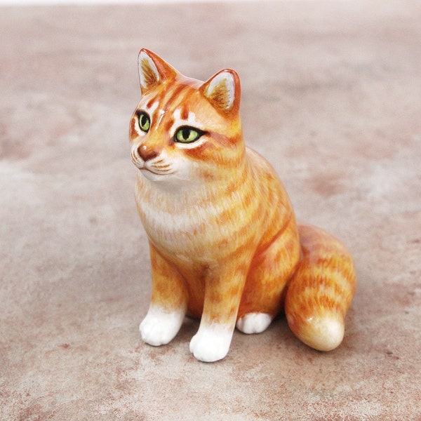 Orange tabby cat - handmade animal figurine