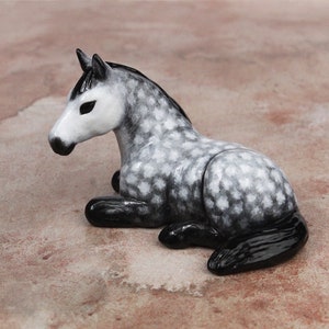 Grey dapple horse - handmade animal figurine