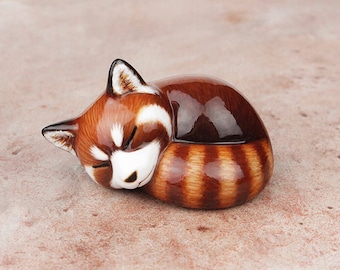 Sleeping red panda - handmade animal figurine