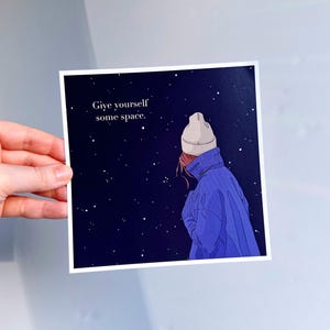 Give Yourself Some Space Art Print // Satin, Home Decor, Illustration, Birthday Present, Gift Idea, Wholesale