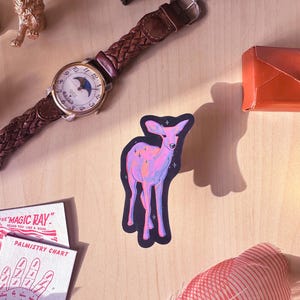 Sticker kosmische herten // Glanzend, vinyl, waterdicht, verjaardagscadeau, cadeau-idee, feestbedankje, goodiebag, cadeaubon, illustratie, groothandel