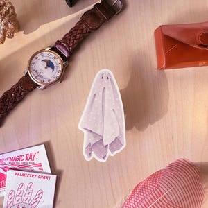 Daisy Ghost-sticker//helder, vinyl, waterdicht, verjaardagscadeau, cadeau-idee, feestbedankje, goodiebag, cadeaubon, illustratie, groothandel