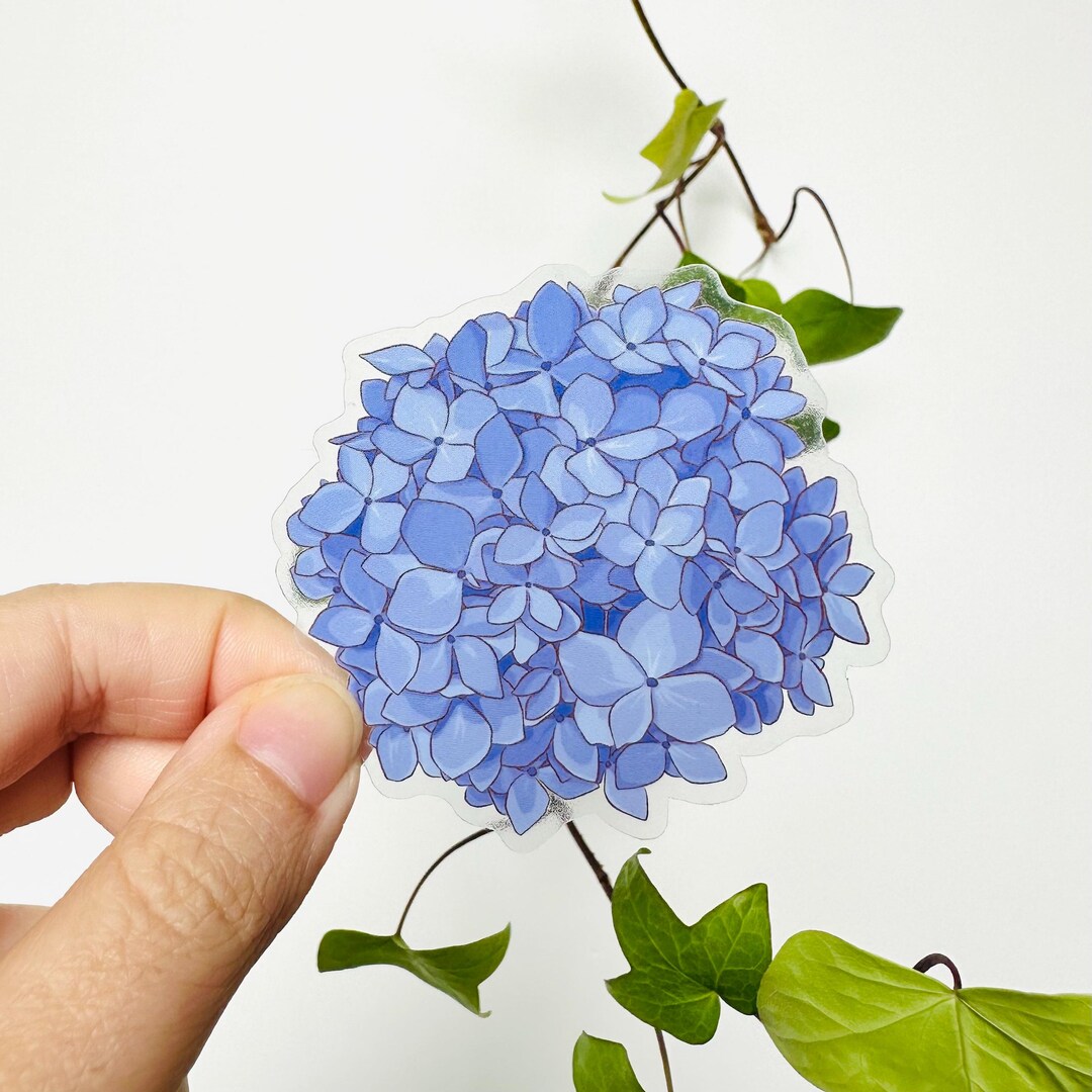Hydrangea Sticker Hydrangea Flower Sticker // Glossy, Clear, Vinyl, Waterproof, Birthday ...