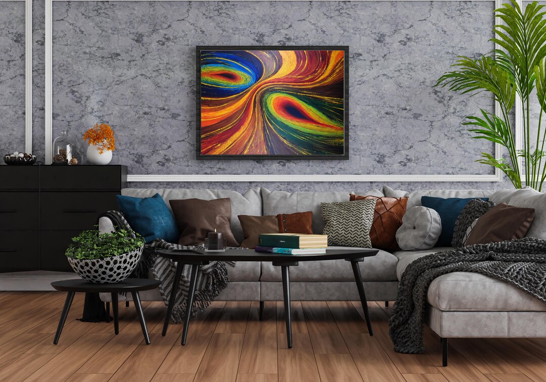 Cosmic Vortex: Vibrant Abstract Swirl Canvas Print | Digital Art With ...