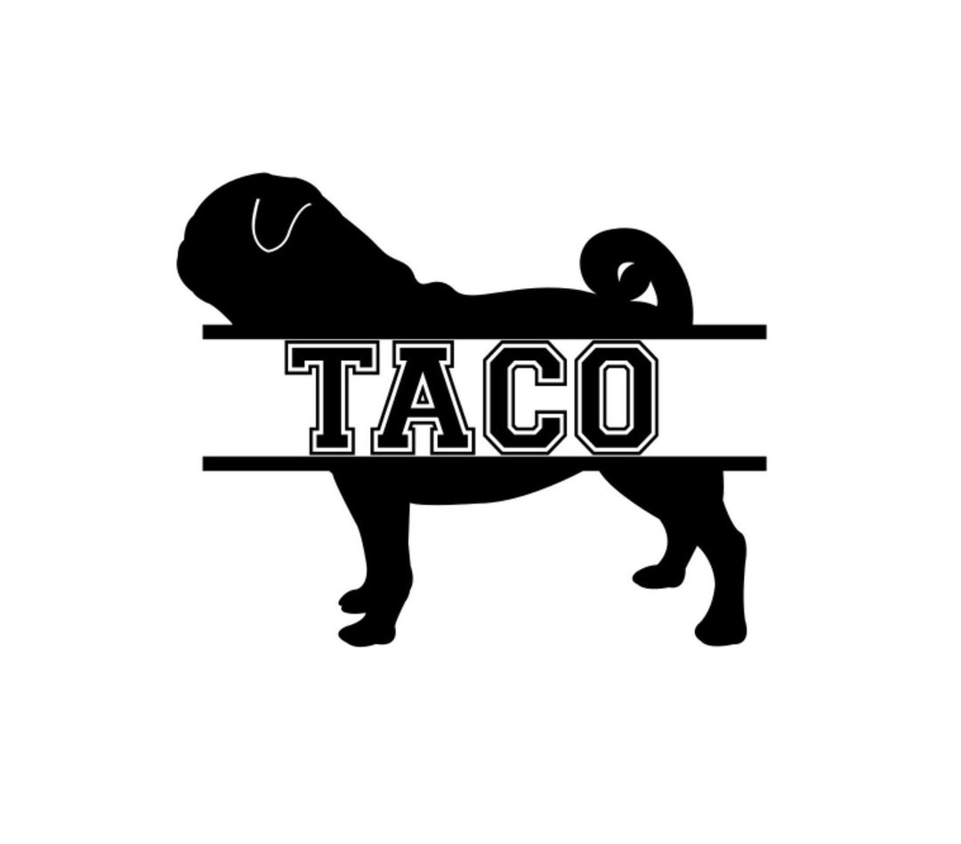 Pug Monogram Svg Cut Files Etsy