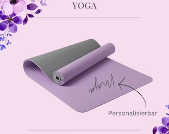 Yoga Matte personalisierbar / Gymnastikmatte / Sportmatte / zweifarbig / Beige / Flieder / Rosa