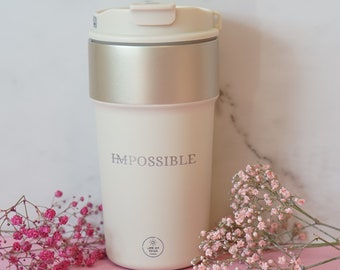 Thermo mug cream, personalized mug, mug for hot and cold drinks, mug with two sides