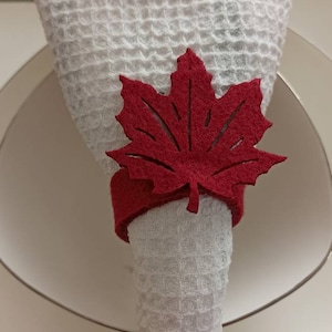 4 rote Blatt Serviettenringe, Serviettenhalter Weihnachten, Tischdekoration Herbst, Serviettenringe Weihnachten, Tischdekoration Weihnachten