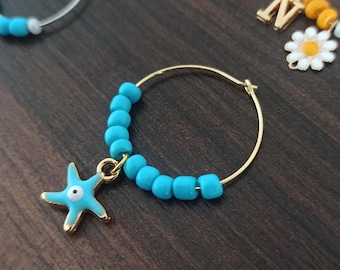 8 adornos de estrella de mar para copas de vino, decoración para bodas en la playa, decoración de mesa de yate, centro de mesa para baby shower con temática marina, fiesta temática de navegación oceánica, recuerdo costero