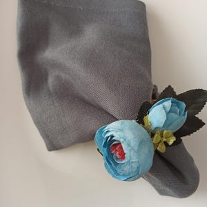 Blue Flower Napkin Ring,Floral Napkin Ring,Blue Table Decor,Blue Wedding Decoration, Bulk Napkin Ring, Napkin Ring Party, Spring Table Decor