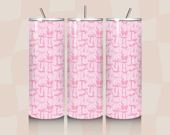 Pink Bow Coquette 20oz Tumbler Wrap | Sublimation Design (PNG, PDF)