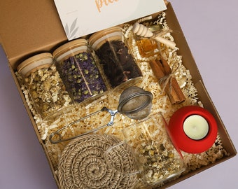 Tea Gift Box With Candle, Hygge Gift Box, Organic Tea Set, Birthday Gift Box Set, Thank You Gift Box Set, Meditation Gift Box, Mothers Day