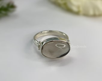 Clear Crystal Quartz Ring, 925 Sterling Silver Ring, Natural Gemstone ring, Oval Shape Ring, Crystal Quartz Ring, Handmade Ring,Gift for her