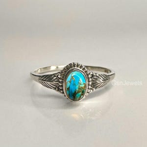 Blue Copper Turquoise Ring, Turquoise Ring, 925 Sterling Silver Ring, Turquoise Jewelry, Copper Turquoise Ring, Ring For Women, Promise Ring