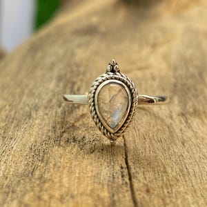 Braided Rainbow Moonstone Ring: Handmade 925 Sterling Silver