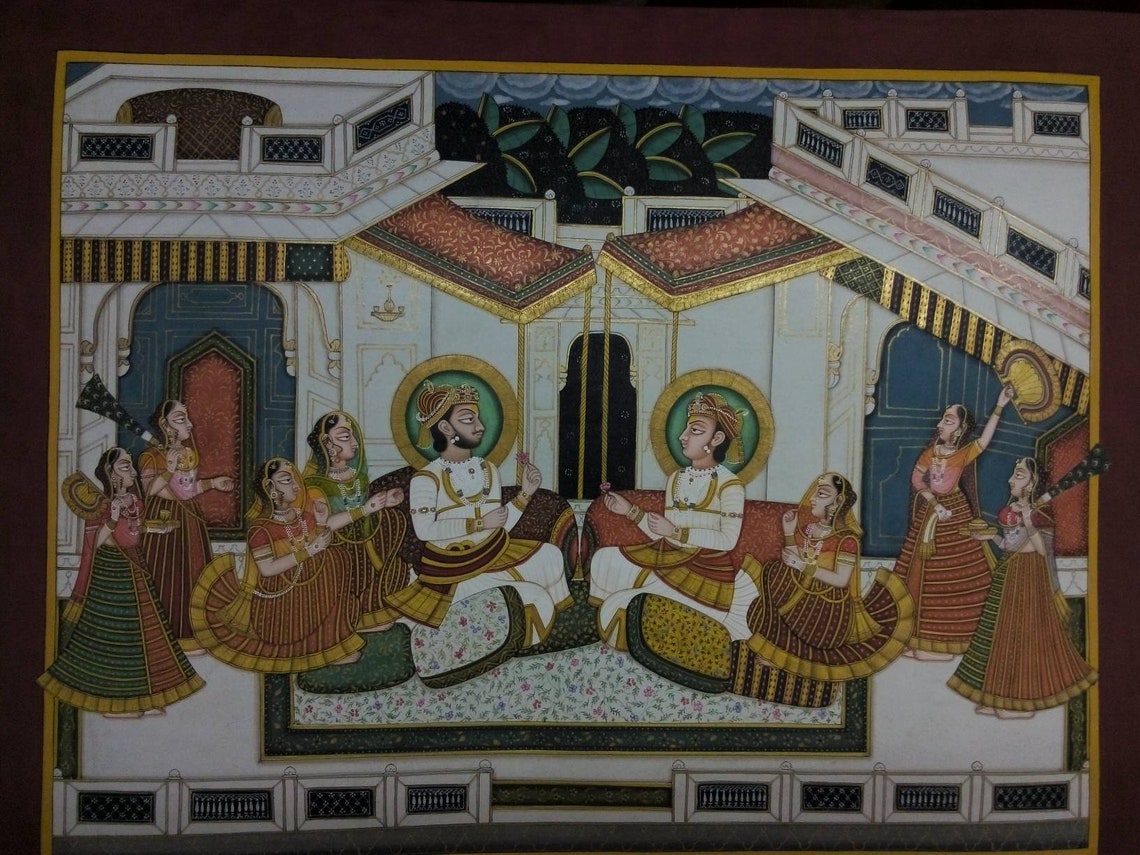 Jodhpur Mughal Miniature Painting Rajasthani Royal Court Etsy UK
