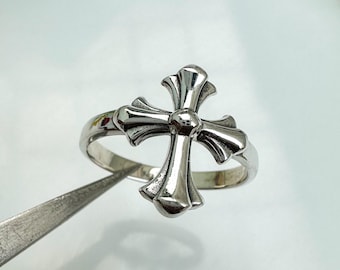 Bague croix en argent sterling • Bague religieuse, chrétienne