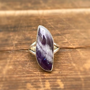 Handmade Chevron Amethyst Ring: 925 Sterling Silver Natural Gemstone
