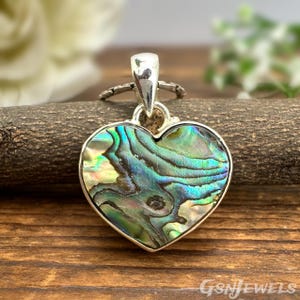 Abalone Shell Heart Pendant, Solid 925 Sterling Silver Pendant, Heart Shape Pendant, Heart Shell Natural Gemstone, Abalone Jewelry Handmade