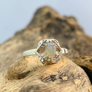 Maansteenring, natuurbladring vrouwen, 925 sterlingzilveren ring, regenboog maansteen sieraden, handgemaakte ring, witte stenen ring, cadeau voor haar