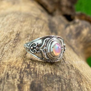 Natural Opal Ring: 925 Sterling Silver Handmade