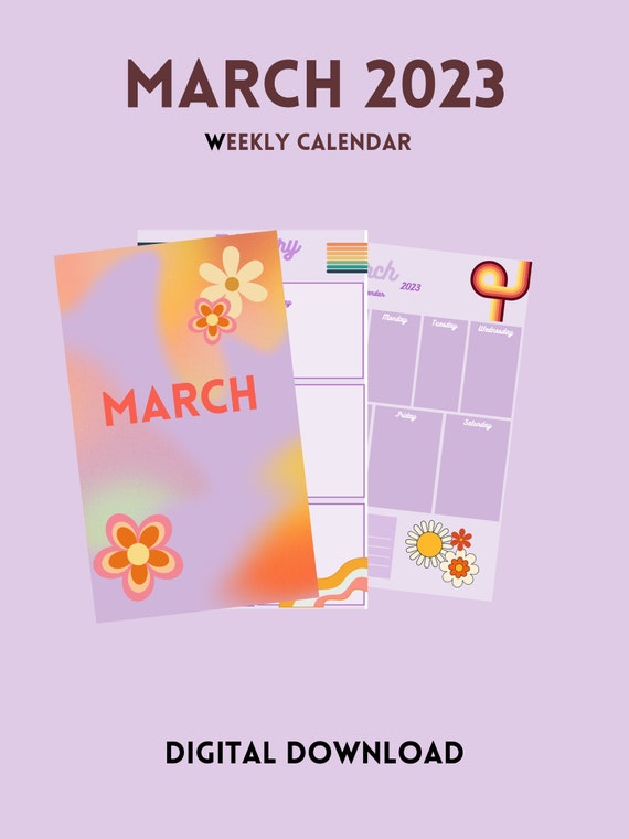 march-weekly-calendar-retro-purple-march-2023-etsy