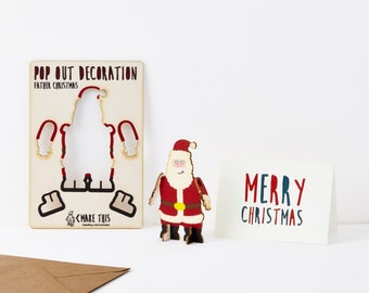 3D Laser Cut Santa Card, Pop Out Christmas Decoration