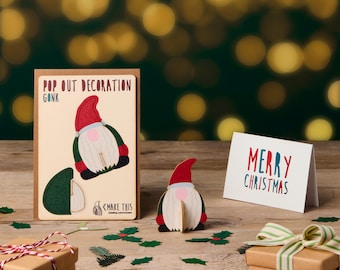 Pop Out Gonk Christmas Card, 3D gonk Christmas card, festive gonk Christmas card, Christmas card, pop up Christmas card