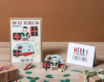 3D Pop Out Elf Christmas Card, Festive Decoration
