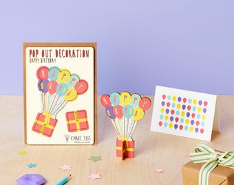 Pop Out Balloons Happy Birthday Card, Bunch of Balloons Decoration