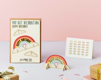 Pop Out Rainbow Birthday Card: Laser-Cut Decoration