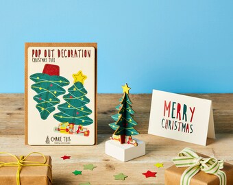 3D Christmas Tree Card, Pop Up Decoration, Laser Cut Xmas Tree