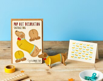 Pop Out Sausage Dog Card, Dachshund Birthday, Eco-Friendly Gift